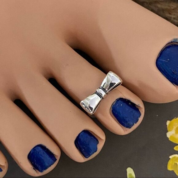 Sterling Silver Bow Toe Ring Midi Ring - Picture 2 of 4